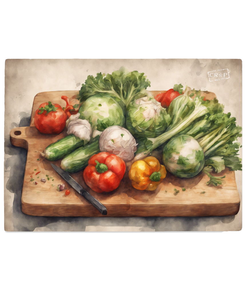 Chopping Board or Table Mat with Water Colour Vegetables